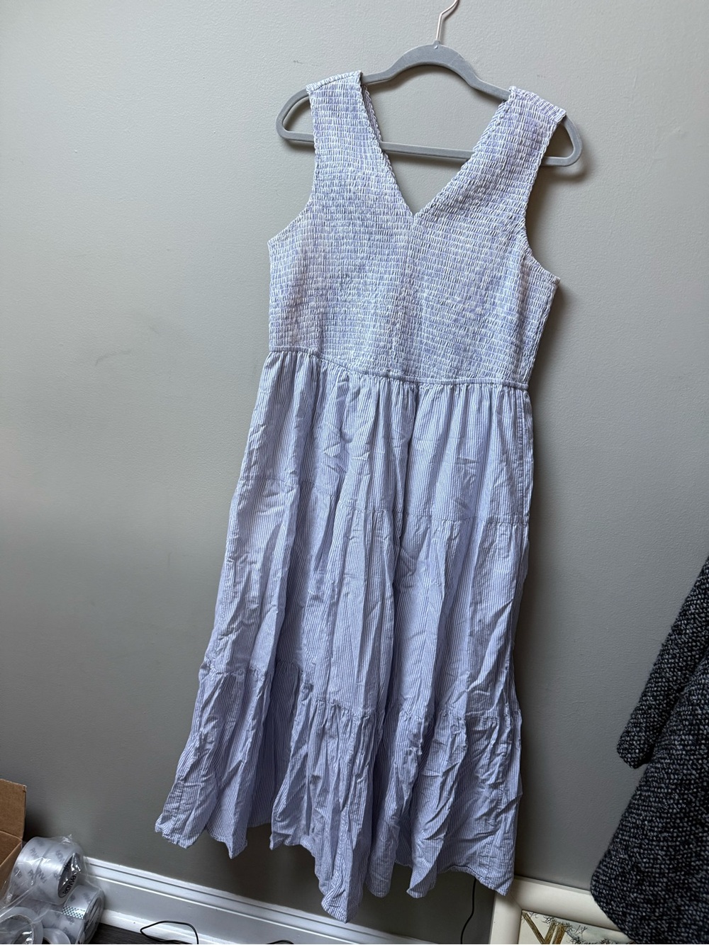 Light Lavender Smocked Maxi Dress with V-Neck
